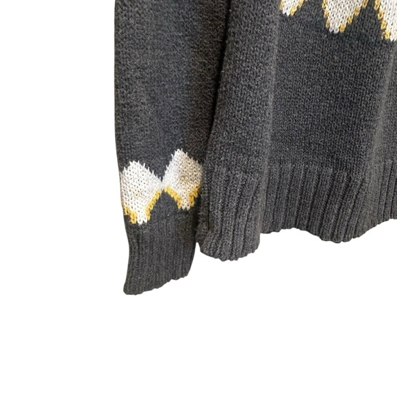 (Sold)Aerie Festive Feels Crewneck Sweater Soft Oversized Fair Isle Gray Small - Picture 4 of 10